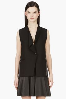 Helmut Lang Black Wool Jersey Origami Pierce Vest