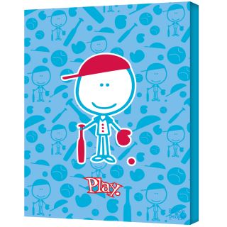 Felittle People Baseball  Play Wrapped Canvas (SmallSubject ChildrensFrame YesMatte NoImage dimensions 14 inches wide x 18 inches high x 2 inches deepOutside dimensions 14 inches wide x 18 inches high )