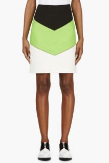 Carven Lime Colorblocked Bouc Skirt
