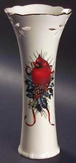 Lenox China Winter Greetings 8 Pierced Bud Vase, Fine China Dinnerware   Red Ri