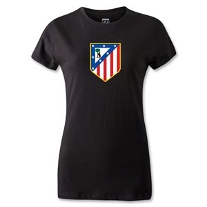 hidden Atletico Madrid Crest Womens T Shirt (Black)