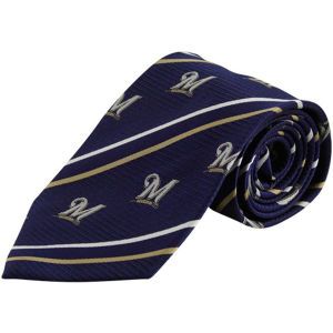 Milwaukee Brewers Eagles Wings Necktie Cambridge Stripe Woven Silk