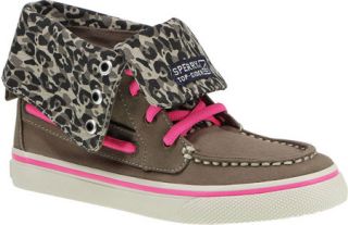 Girls Sperry Top Sider Bahama High Top   Truffle/Leopard Canvas Casual Shoes