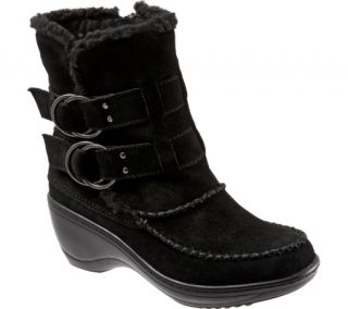 Womens SoftWalk Manchester   Black Split Suede/Black Faux Shearling Boots