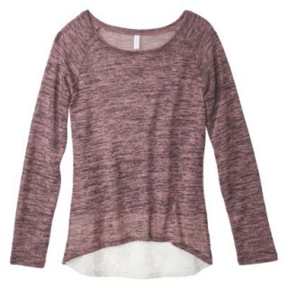 Xhilaration Juniors High Low Sweater with Crochet Trim   Pink L(11 13)