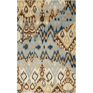 Hand tufted Sentra Soft Blue Ikat Wool Rug (8 X 11)