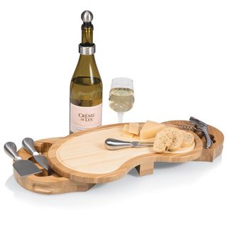 Picnic Time Mariposa Bamboo Cheese Board With Wine And Cheese Accessories