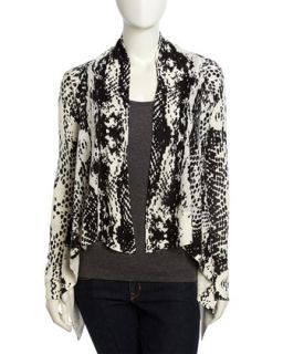 Snake Print Open Front Knit Cardigan