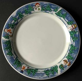 Oneida Frosty Friends Dinner Plate, Fine China Dinnerware   Landscape,Snowman,Sm