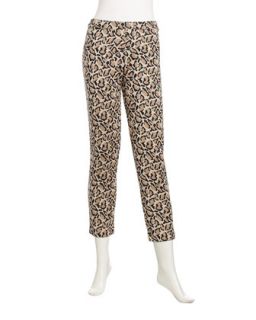 Leopard Print Cropped Knit Pants