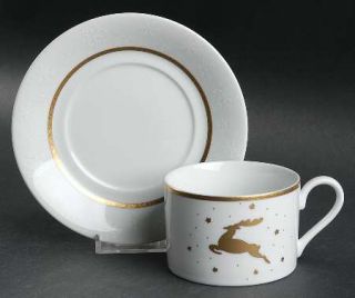 Mikasa Golden Eve Flat Cup & Saucer Set, Fine China Dinnerware   Fine China, Gol