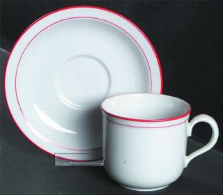Seltmann Rainbow Red Flat Cup & Saucer Set, Fine China Dinnerware   Renate Shape