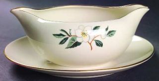 Flintridge Tea Leaves Gravy Boat with Attached Underplate, Fine China Dinnerware