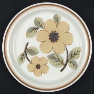 Royal Doulton Summer Days Dinner Plate, Fine China Dinnerware   Brown Band,Yello