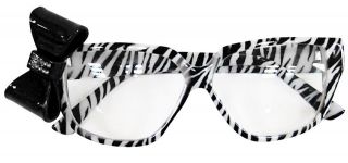 Zebra Print Nerd Glasses with Bow