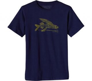 Mens Patagonia Textured Flying Fish T Shirt   Classic Navy T Shirts