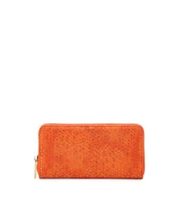 Textured Shimmer Zip Wallet, Orange