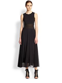 Jean Paul Gaultier Waist Detail Tulle Maxi Dress   Black