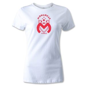 hidden Morelia Monarcas Distressed Logo Womens T Shirt (White)