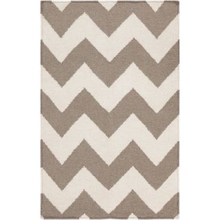 Handwoven Desertchevron Taupe Wool Rug (5 X 8)