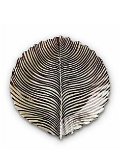 VIETRI Striped Safari Leaf Platter   Bronze