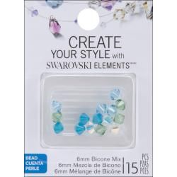 Jolees Jewels 6mm Sea Breeze Mix Bicone Beads (pack Of 15)