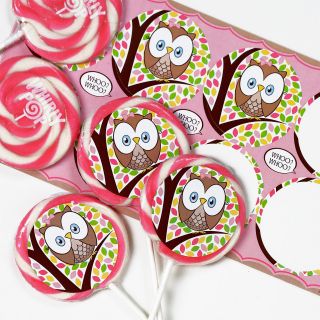 Pink Owl Large Lollipop Sticker Kit