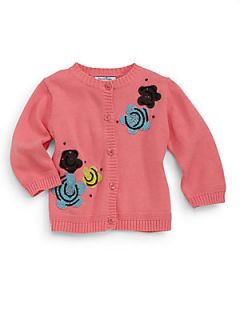 Hartstrings Infants Embroidered Floral Cardigan   Pink Salmon