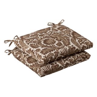 Pillow Perfect 18.5 x 16 Outdoor Floral Seat Cushion   Set of 2 Green/Off 