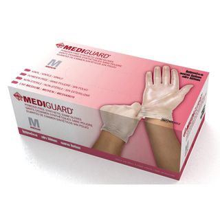 Mediguard Medium Vinyl Exam Gloves (case Of 1500) (ClearNon sterileLatex free Powder freeDimensions 9.87 inches x 5 inches x 3 inchesMaterials Synthetic vinyl  We cannot accept returns on this product.Due to manufacturer packaging changes, product packa