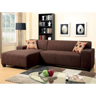 Sombor Sectional Sofa Upholstered In Chocolate Chenille Fabric With Free Pillows