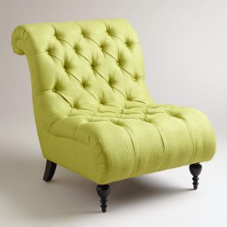 Green Tufted Devon Slipper Chair   World Market