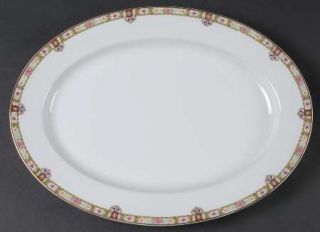 Noritake Regina 13 Oval Serving Platter, Fine China Dinnerware   Flower Band W/