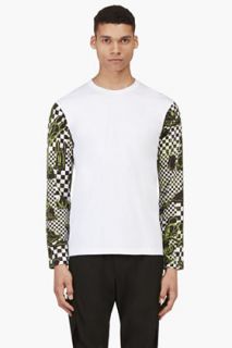 Comme Des Garons Shirt White And Green Long Sleeve Mickey T_shirt
