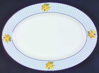 Laura Ashley Brighton Rose 14 Oval Serving Platter, Fine China Dinnerware   Yel