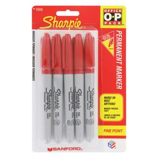 Sanford Sharpie Fine Point Tip Red Permanent Markers (pack Of 5)