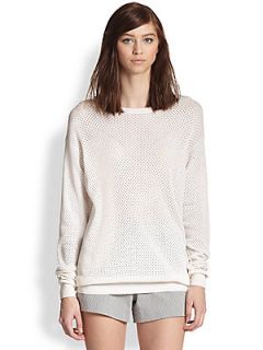 Theory Dreamerly Cotton & Silk Perforated Sweater
