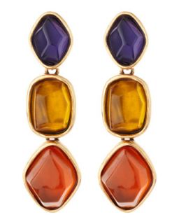 Golden Multicolor Triple Drop Earrings