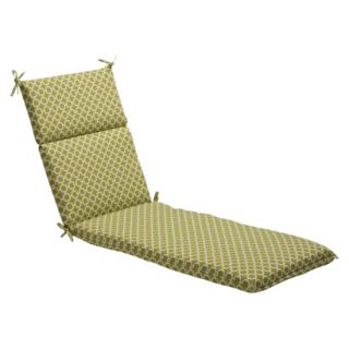 Outdoor Chaise Lounge Cushion   Green/White Geometric