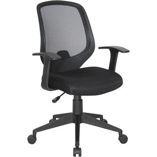 Ofm Essentials Series Black mesh Adjustable Computer And Task Chair (BlackWeight capacity 250 poundsBuilt in lumbar supportGas lift seat height adjustmentTilt lock with tilt tension adjustmentStain resistant fabricMesh backStationary armsFive star base w