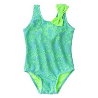 Circo Infant Toddler Girls Heart 1 Piece Swimsuit   Turquoise 3T