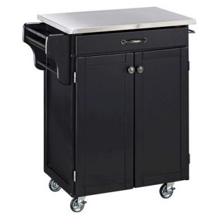 Kitchen Cart with Stainless Steel Top   Black