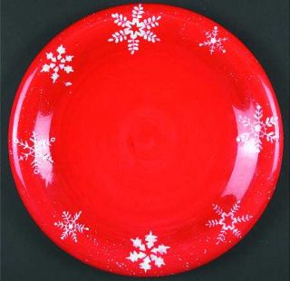  Snowflake (White Snowflakes) Dinner Plate, Fine China Dinnerware   Red