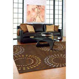 Hand tufted Brown Contemporary Circles Mayflower Wool Geometric Rug (8 X 11)