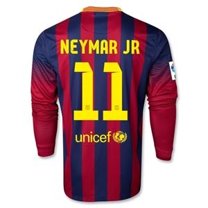 Nike Barcelona 13/14 NEYMAR JR LS Home Soccer Jersey
