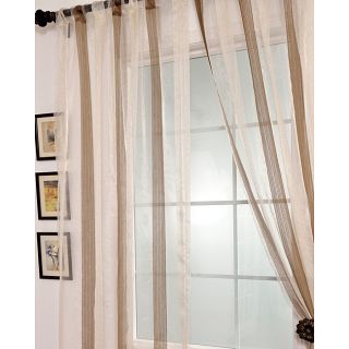 Signature Havannah Cocoa 84 inch Striped Linen And Voile Weaved Sheer Curtain (Beige and brown stripesCurtain style SheerConstruction Rod pocketPocket measures 3 inchesLining Not linedDimensions 84 inches long x 48 inches wideTiebacks included NoEne