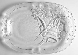 Mikasa Holiday Bells 10 Oval Platter   Giftware,Embossed,Holly,Ribbons&Bells