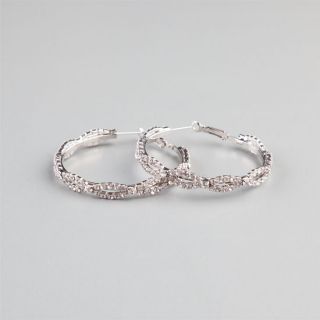 Rhinestone Infinity Hoop Earrings Silver One Size For Women 228403140