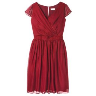 TEVOLIO Womens Chiffon Cap Sleeve V Neck Dress   Stoplight Red   12