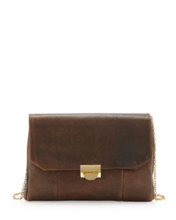 Marlow Mini Distressed Leather Clutch Bag, Brown